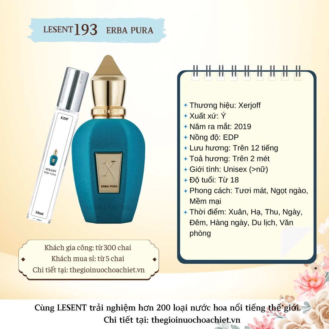 Nước hoa chiết  Erba Pura 10ml