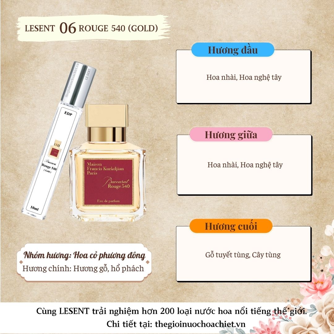 Nước hoa chiết Baccarat Rouge 540 (Gold) 10ml