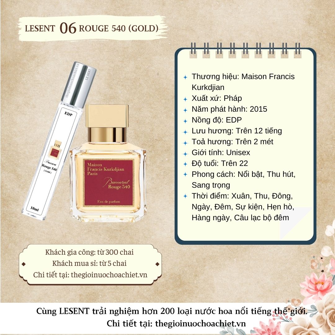 Nước hoa chiết Baccarat Rouge 540 (Gold) 10ml